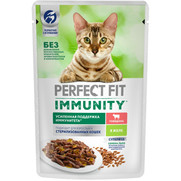 Фото Perfect Fit Immunity Паучи для кошек для поддержания иммунитета семена льна и говядина в желе
